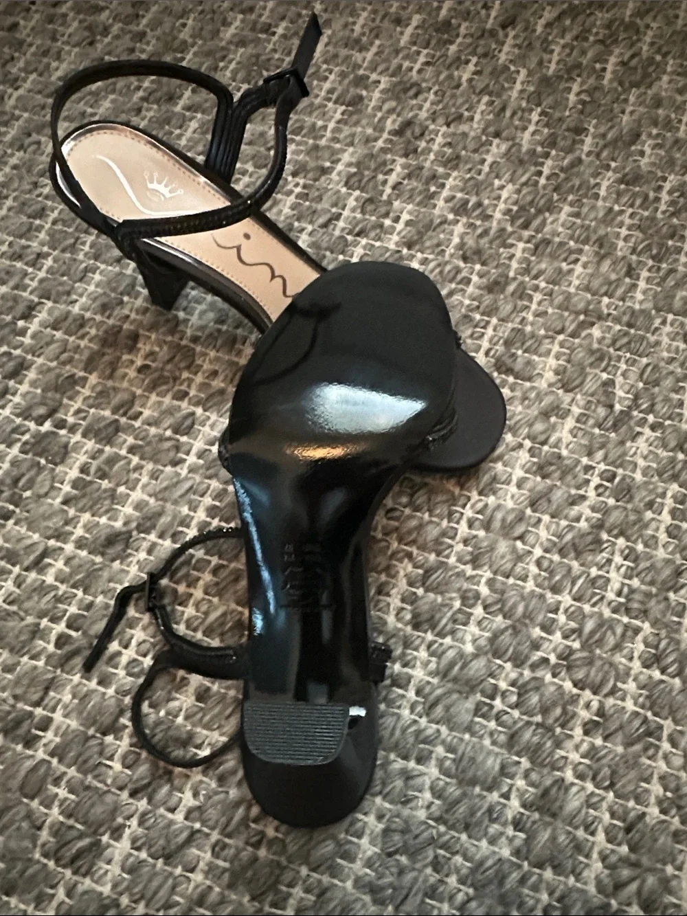 Nina Black Strappy Embellished Heels